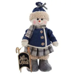 Kurt Adler Blue And Grey Snow Girl Table Piece