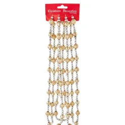 Kurt Adler Shiny Silver And Gold Beaded Garland