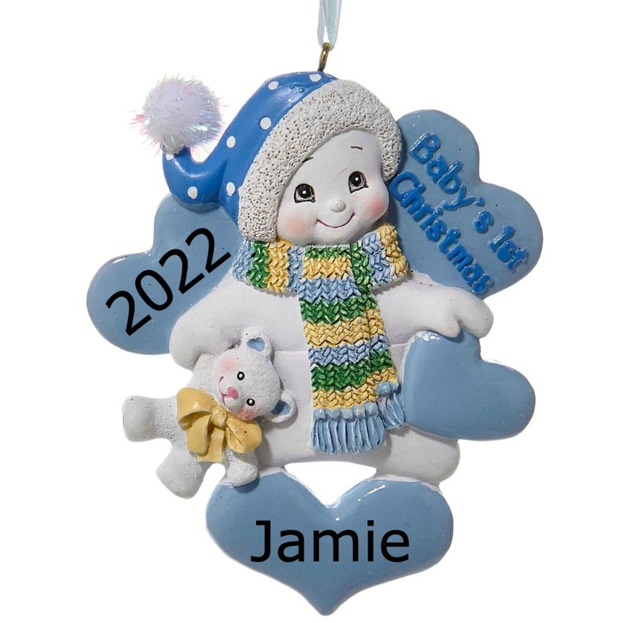 Kurt Adler Personalized Blue Baby's 1st Christmas Snowman Ornament 4 Kurt Adler Personalized Blue Baby's 1st Christmas Snowman Ornament - Image 2