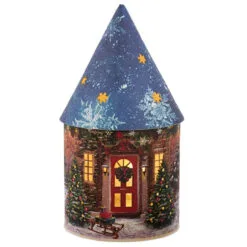 Kurt Adler Blue Santa And Snowman Lighted House