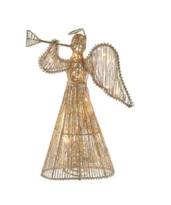 Kurt Adler 12" Pre-Lit Gold Glittered Angel Treetop