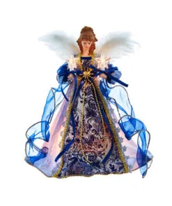 Kurt Adler Blue With Gold Trim Angel Treetop